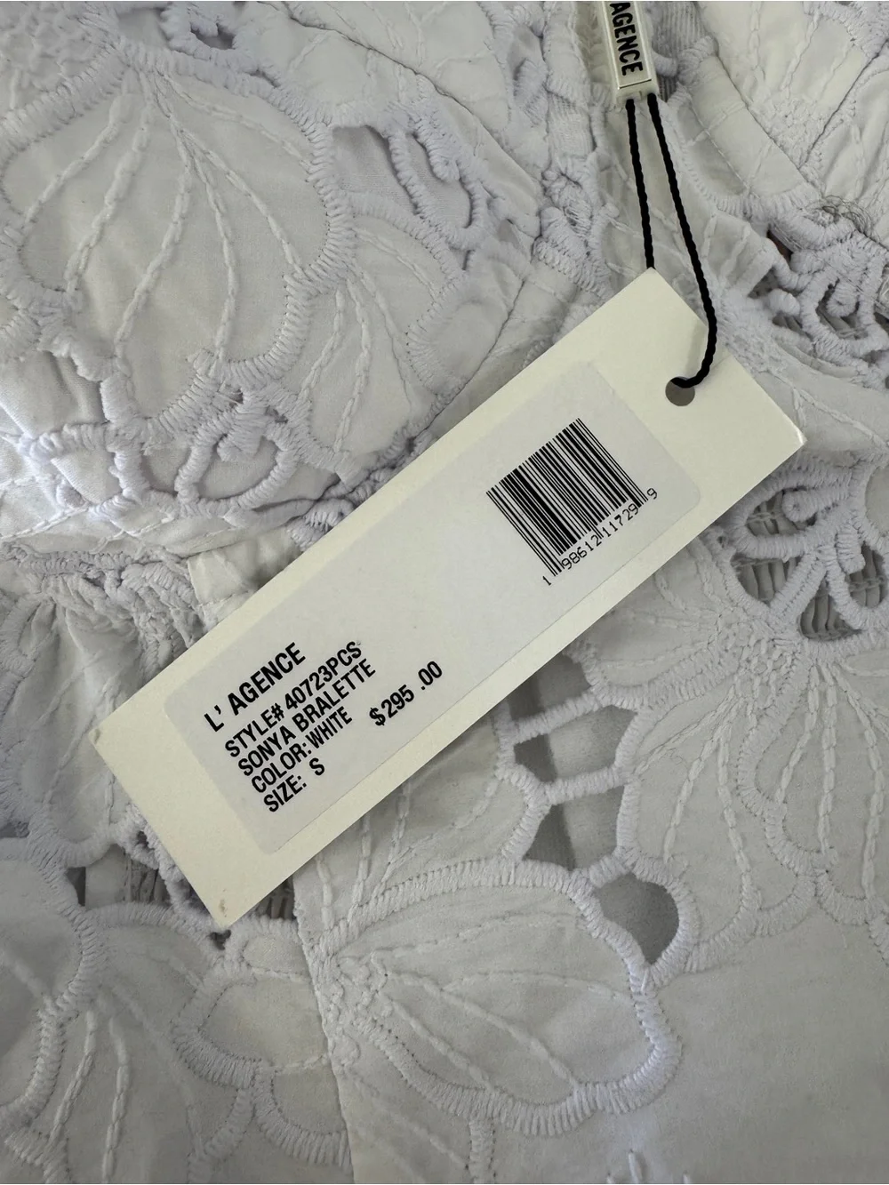 L'AGENCE White Lace Bustier Camisole with Scalloped Hem - Picture 5 of 6